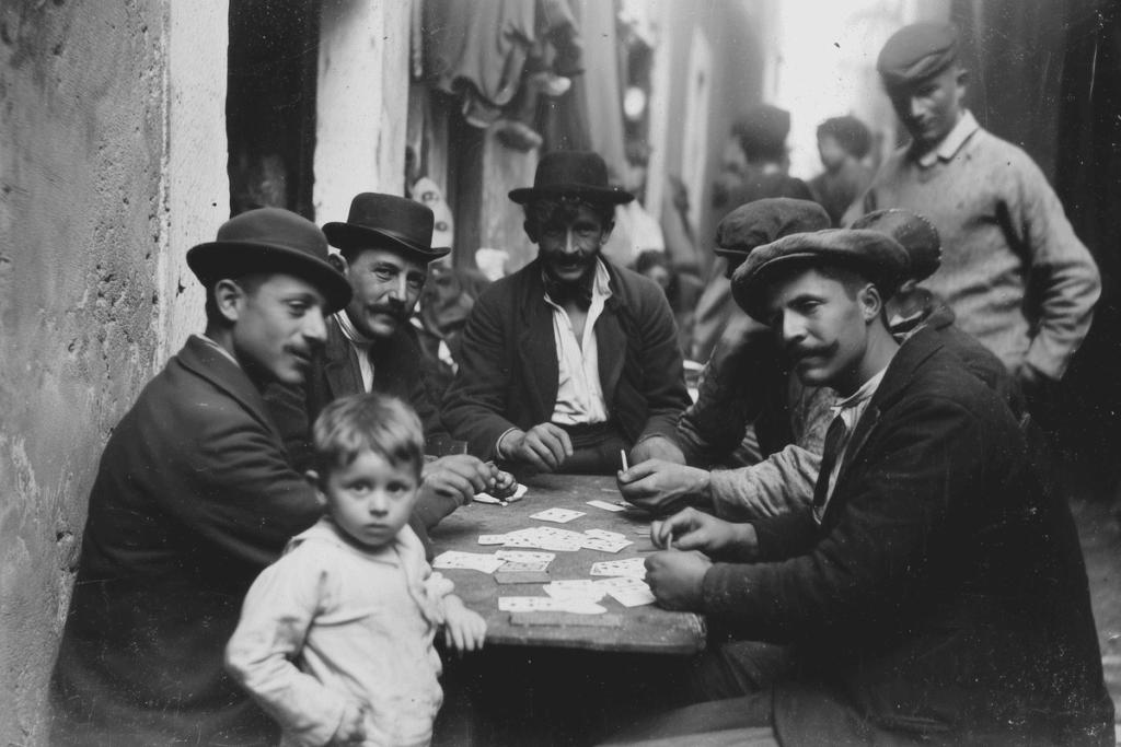 mensen die vroeger kaarten