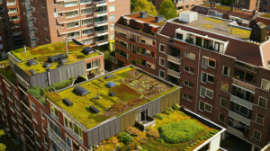 Appartementencomplex met groene daken zorgt voor verkoeling en meer groen in de stad.