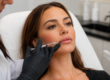 Realistische lipfillerbehandeling in moderne cosmetische kliniek waarbij een specialist filler injecteert voor subtiele lipvergroting