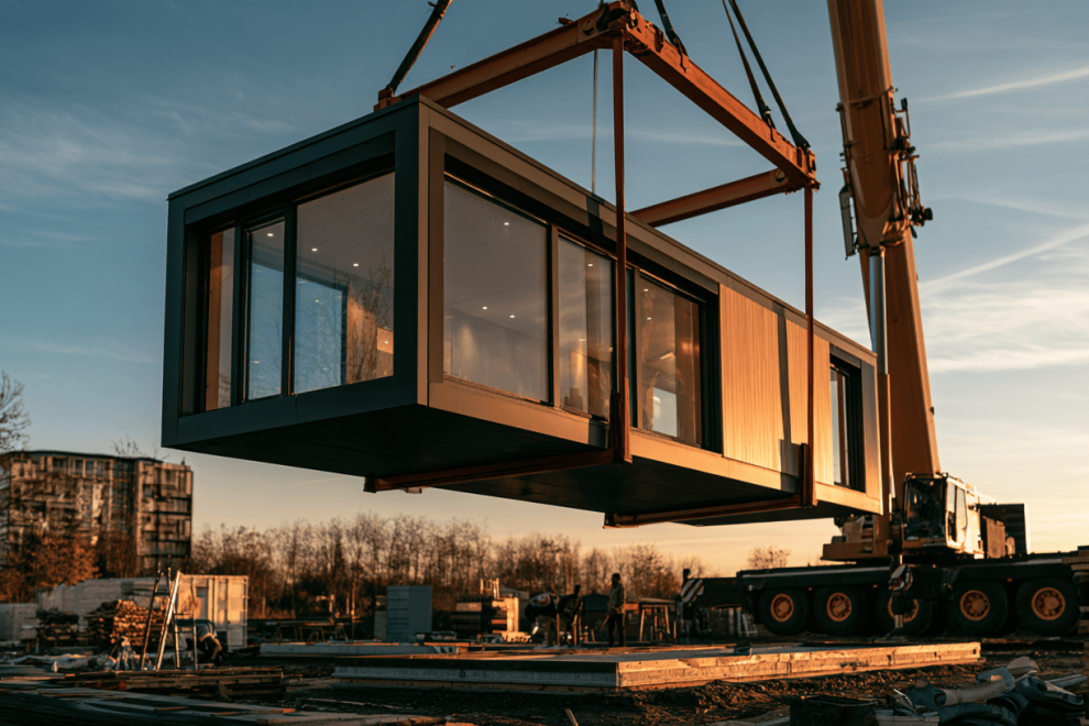 prefab-woonunit prefab woonunit die op locatie geplaatst wordt